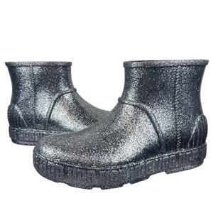 UGG Women's Silver Drizlita Glitter Waterproof Rubber Boots (Sz 8.5)